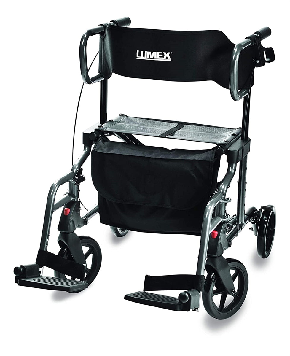 Lumex HybridLX 2-in-1 Rollator Walker & Transport Wheelchair