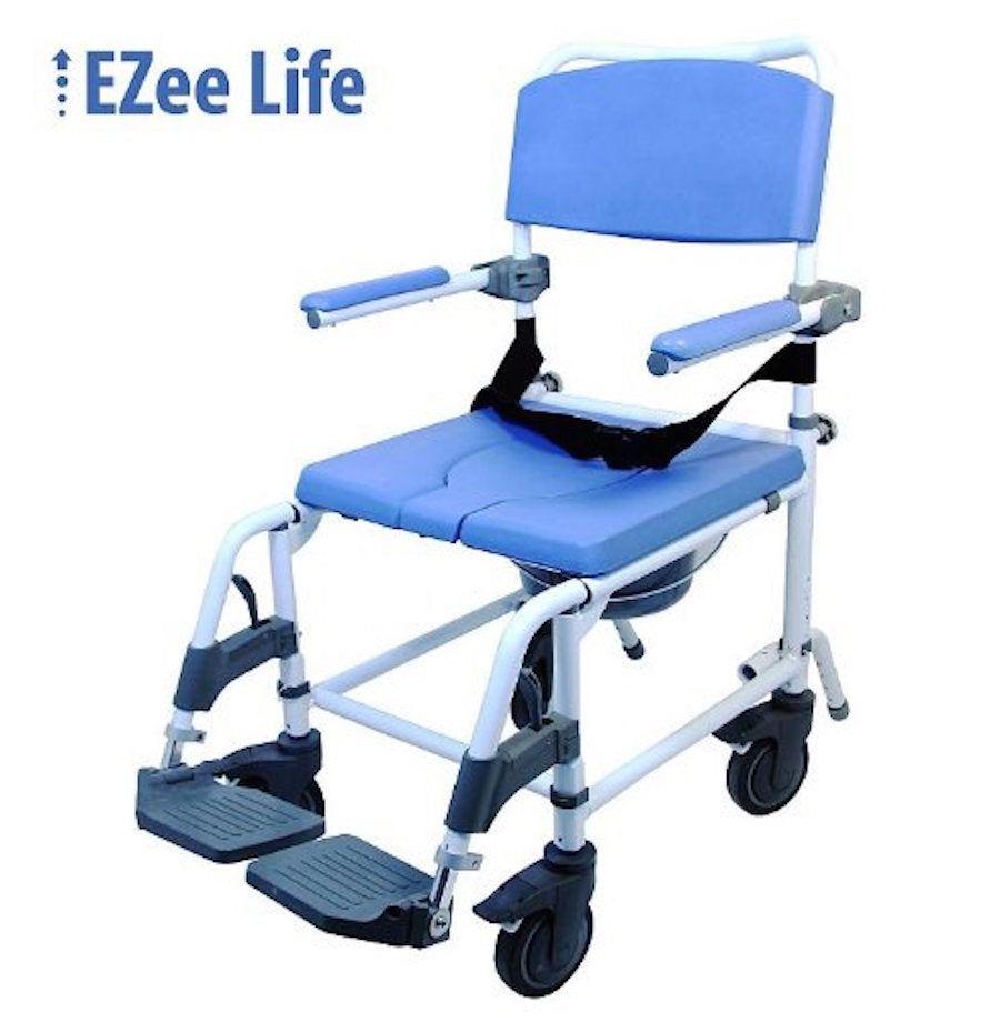 EZee Life Rehab Shower Commode Chair w/ 5" Casters 150 180 by Healthline
