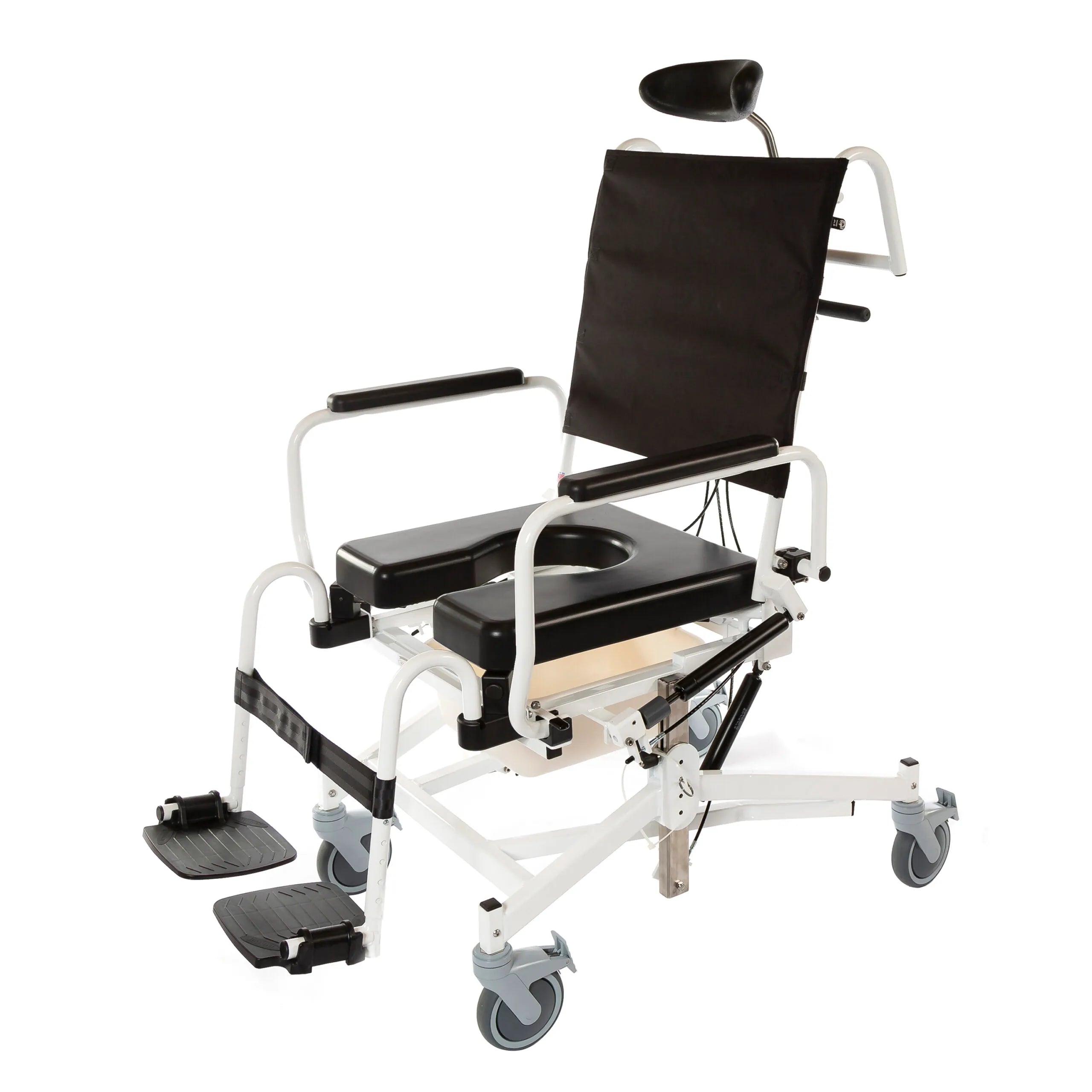 Tilt-in-Space Shower Commode Chair with Seat Height Adjustment