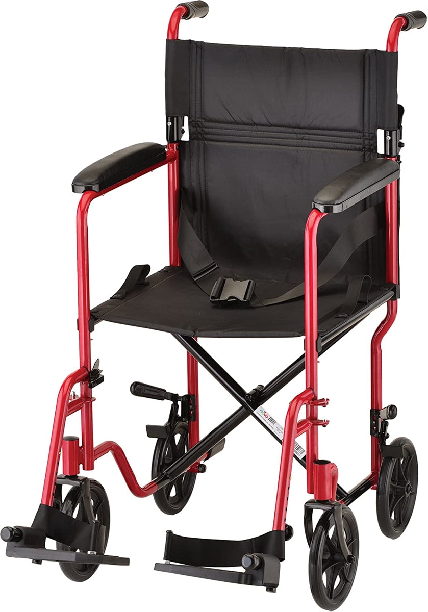 Nova 19 Inch Steel Transport Chair w/ Aluminum Footrests