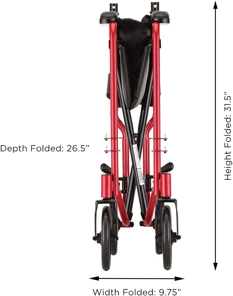 Nova 19 Inch Steel Transport Chair w/ Aluminum Footrests