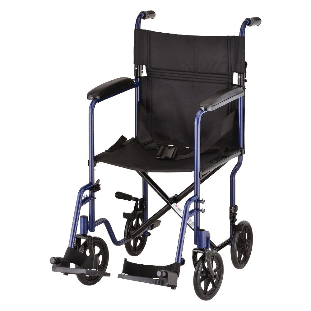Nova 19 Inch Steel Transport Chair w/ Aluminum Footrests