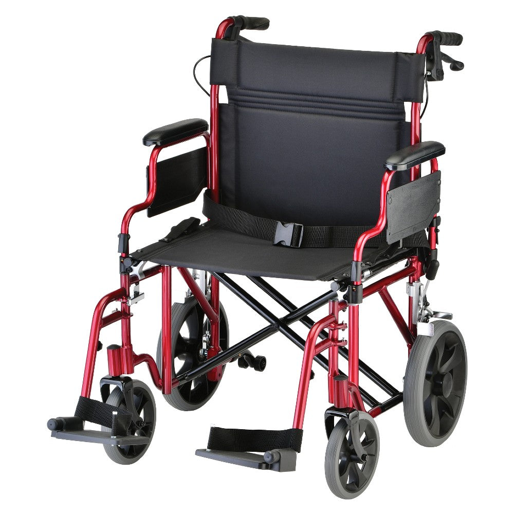 Nova Medical 22 Inches Heavy Duty Transport Chair, 12" Rear Wheels