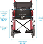 Nova Medical Lightweight Transport Chair with 12" Rear Wheels