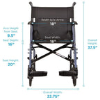 Nova Medical Foldable Lightweight Transport Chair With Removable Wheels