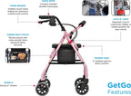 Nova Medical GetGo Classic Folding Lightweight Rollators with 6" Wheels