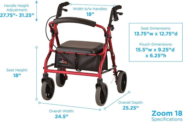 Nova Zoom 18 Junior Short Walker Rollator 4218