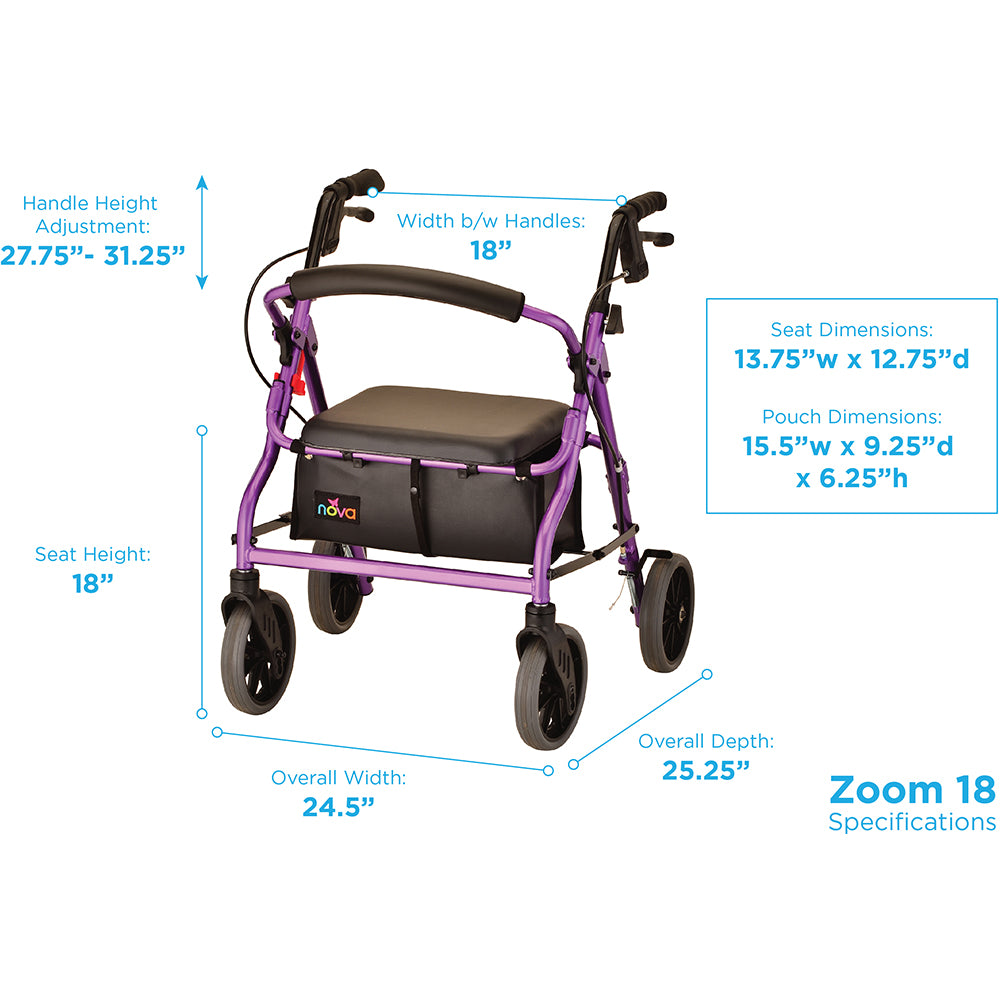 Nova Zoom 18 Junior Short Walker Rollator 4218