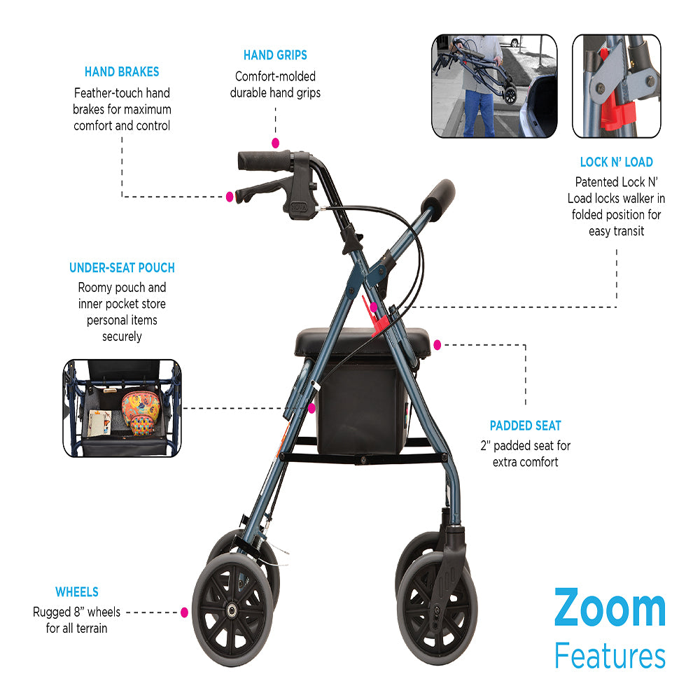 Nova Medical Zoom Series Lightweight Folding Rollators