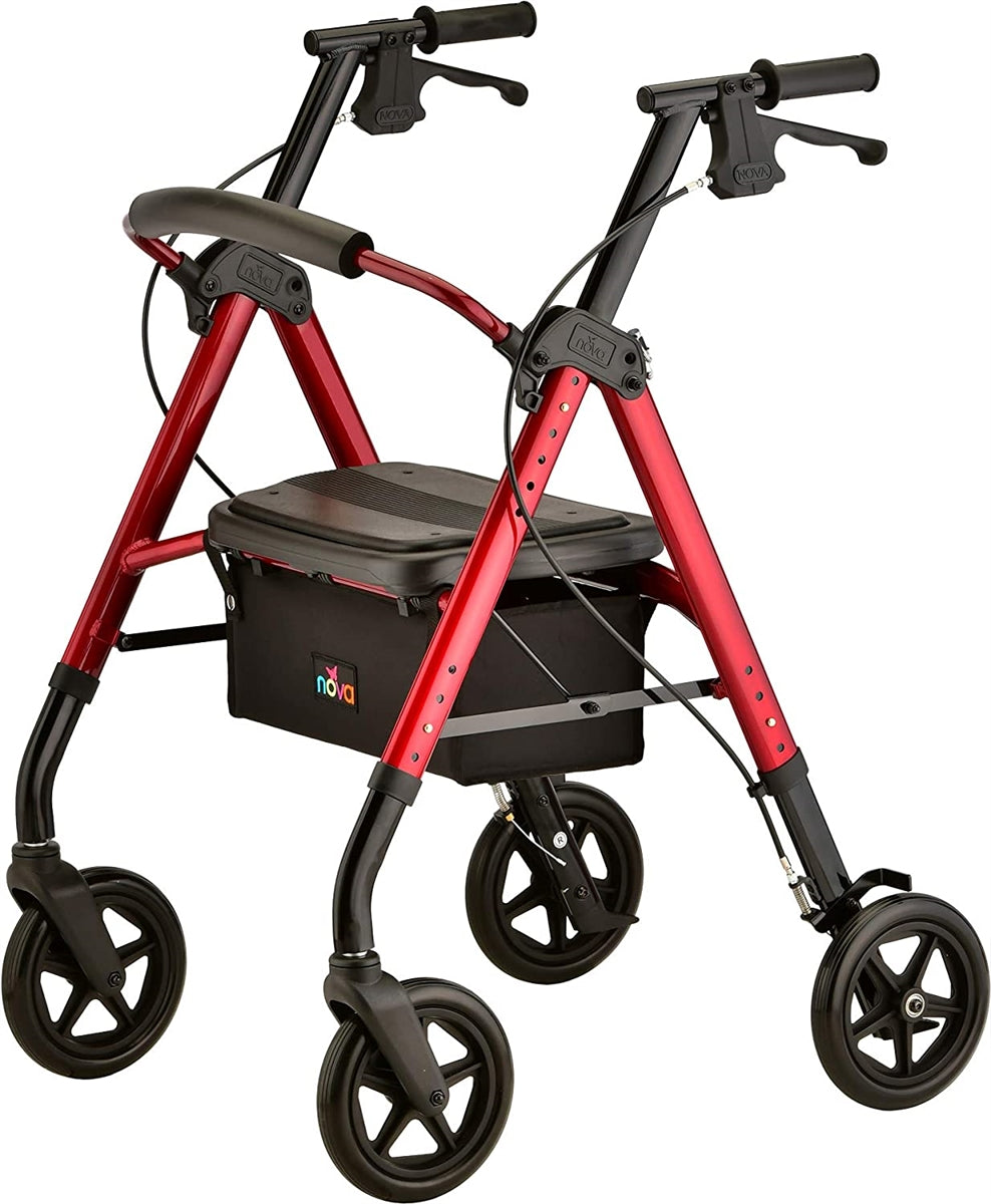 Nova Medical Star DX Rollator Walker with Wide Padded Seat & 8” Wheels