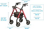 Nova Medical Star DX Rollator Walker with Wide Padded Seat & 8” Wheels
