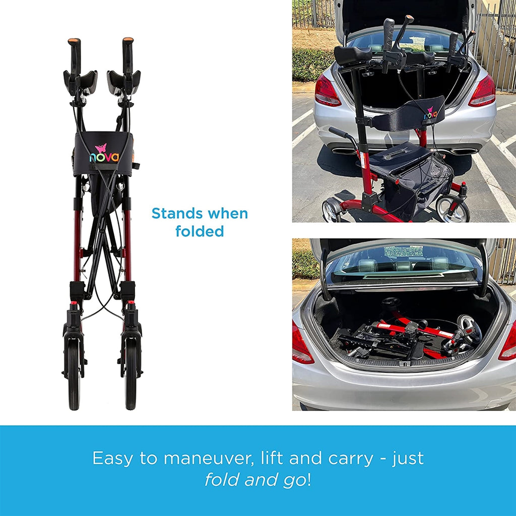 Nova Dragon Fold n’ Go Rise UP Rollator, Upright Standing Walker