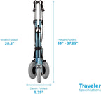 NOVA Traveler 3 Wheel Rollator Walker, All Terrain 8" Wheels