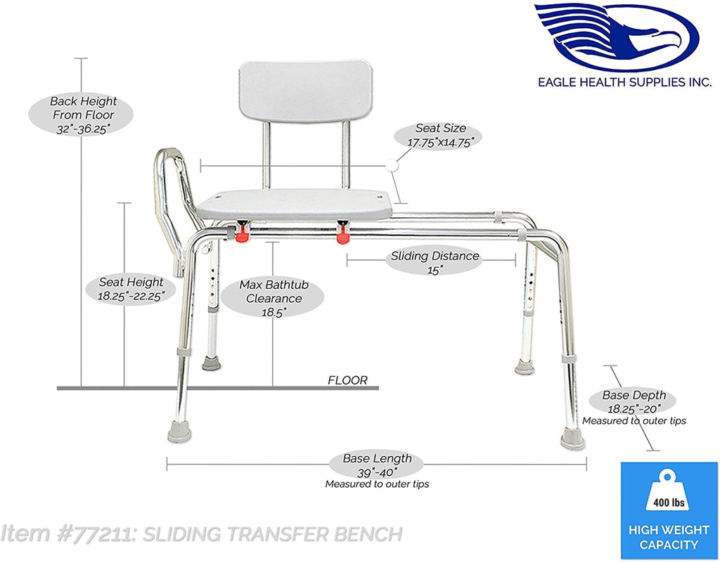 Eagle Health Supplies Sliding Transfer Bench - 77211