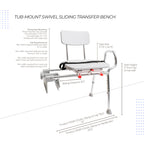 Eagle Health 77762 - Tub-Mount Swivel Sliding Transfer Bench