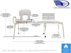 Eagle Health 77963 - Toilet-to-Tub Sliding Transfer Bench (Long)