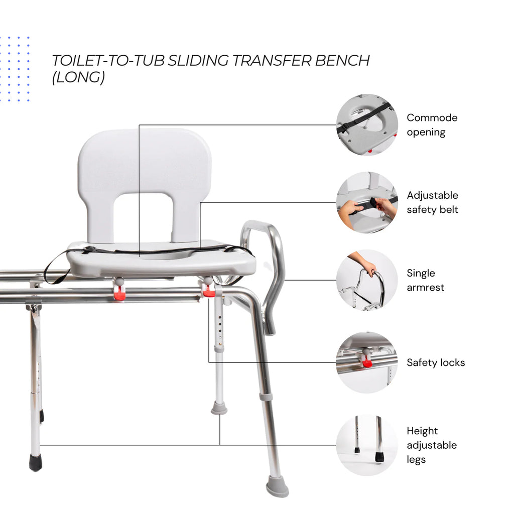 Eagle Health 77963 - Toilet-to-Tub Sliding Transfer Bench (Long)