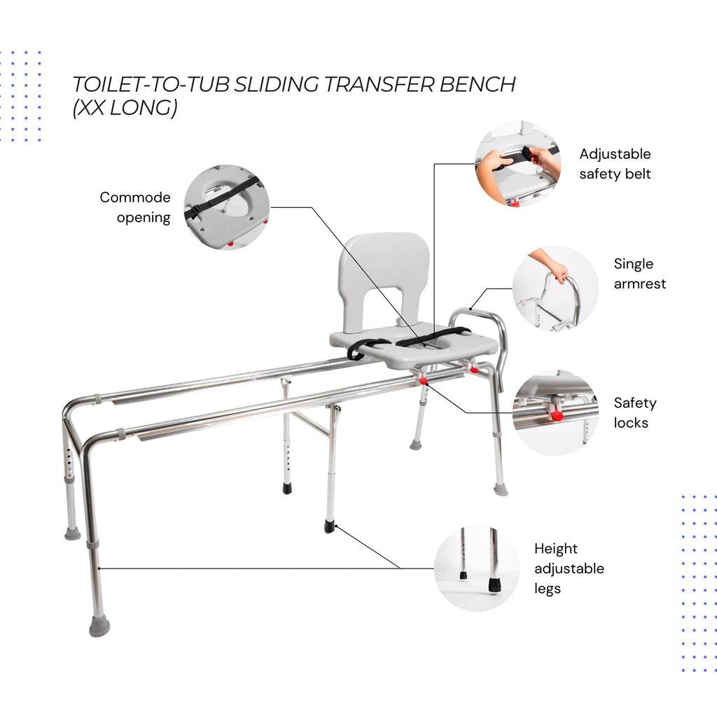 Eagle Health 77993 - Toilet-to-Tub Sliding Transfer Bench (XXLong)