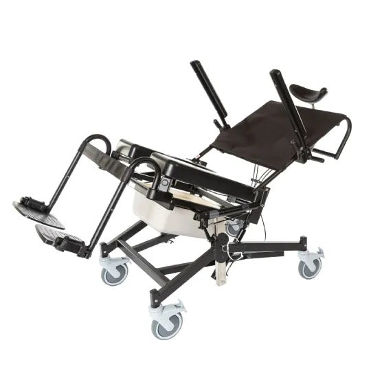 Tilt-in-Space Shower Commode Chair with Seat Height Adjustment