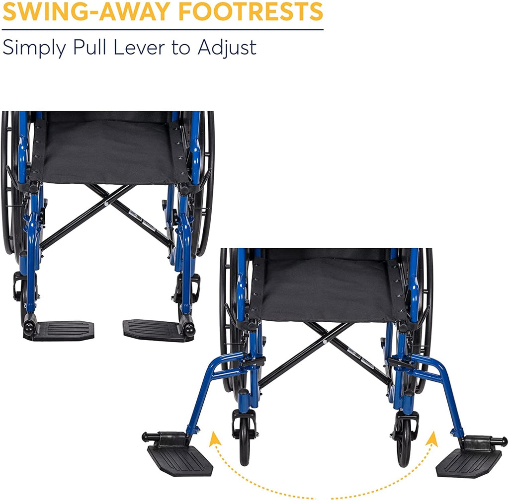 Blue Streak Wheelchair w/ Flip-Back Arms
