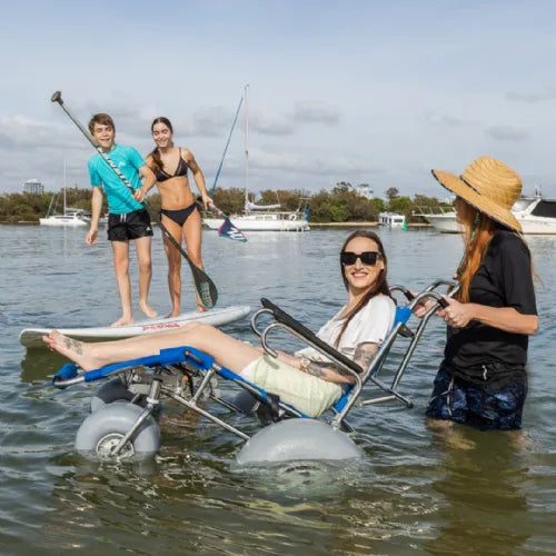 Beach Wheelchair Made with Balloon Tires and Rotating Casters - Wheeleez Sandcruiser