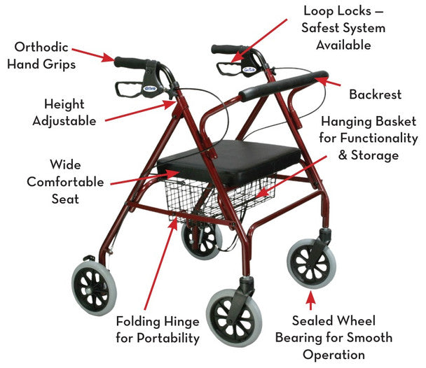 Drive Medical Go-Lite Bariatric Steel Rollator, 500lb Cap.