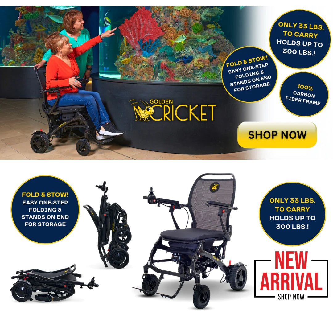 Golden Tech Cricket Carbon Fiber Foldable Travel Power Wheelchair