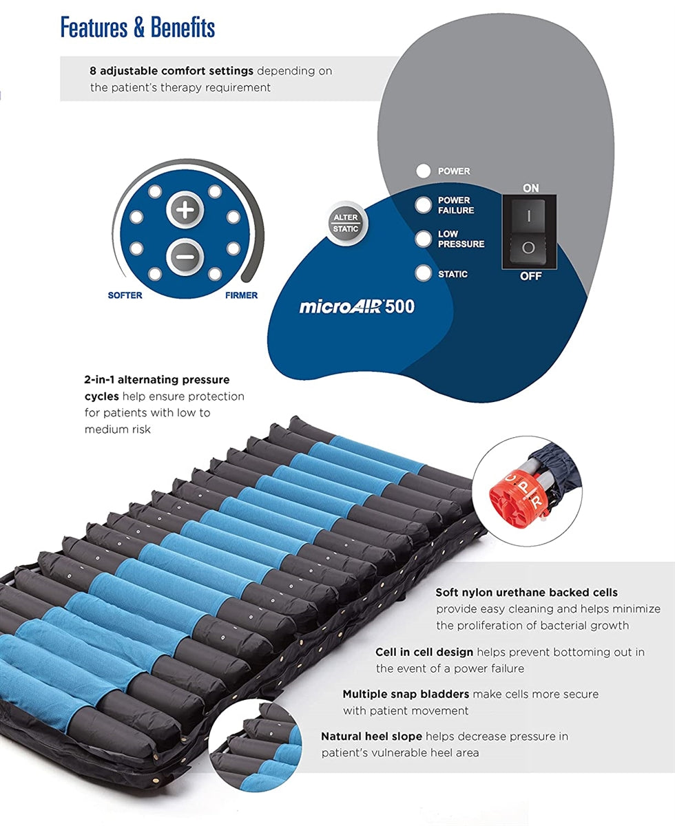 Invacare microAIR MA500 Alternating Pressure Low Air Loss Mattress with Pump