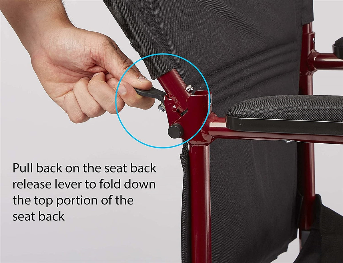Medline Excel Aluminum Transport Chair with 12" Rear Wheels