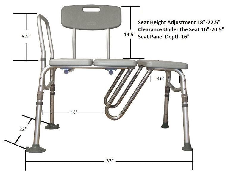 Drive Medical Splash Defense Transfer Shower Bench with Curtain Guard