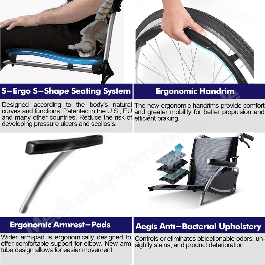 Karman Ergo S-125 Ergonomic Folding - Flip Back Arms