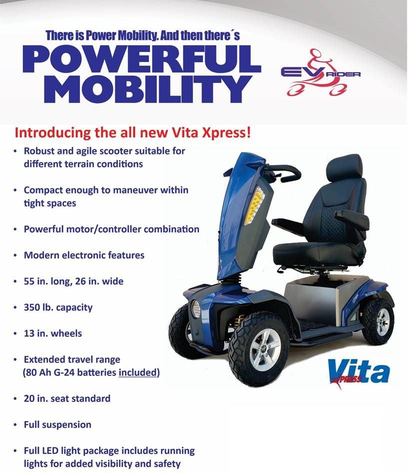 Ev Rider S12E Vita Xpress 4 Wheel Power Scooter