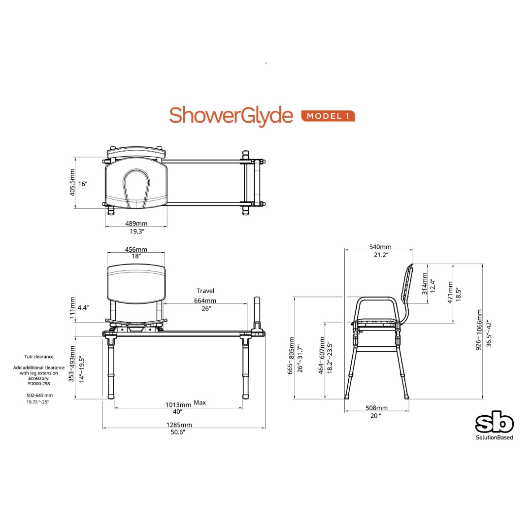 ShowerGlyde SG1 Sliding Transfer Shower Bench