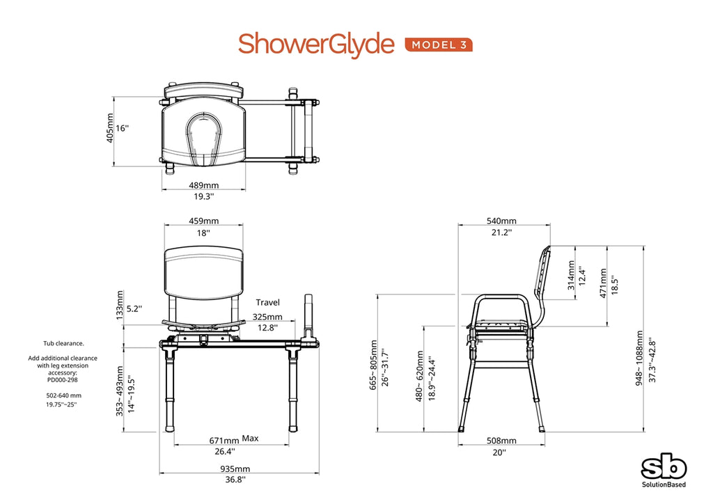 ShowerGlyde SG3 Sliding Transfer Bench with Swivel Seat
