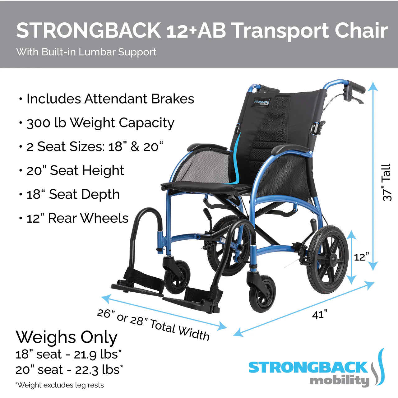 Strongback Mobility Excursion 12 Transport Wheelchair