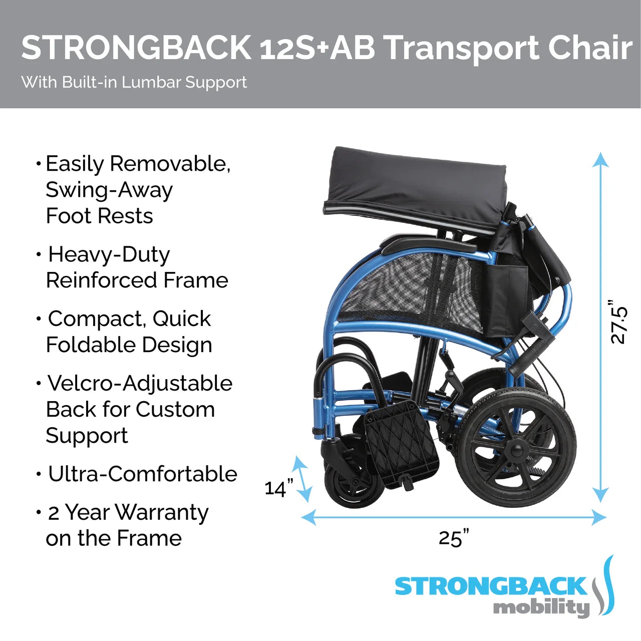 Strongback Mobility Excursion 12 Transport Wheelchair