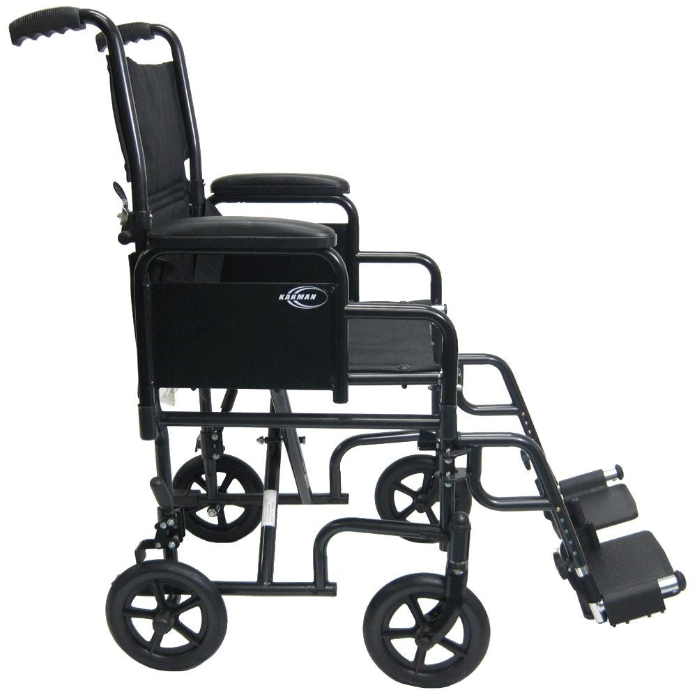 Karman Healthcare T-2700 Transport Wheelchair With Removable Armrest and Footrest