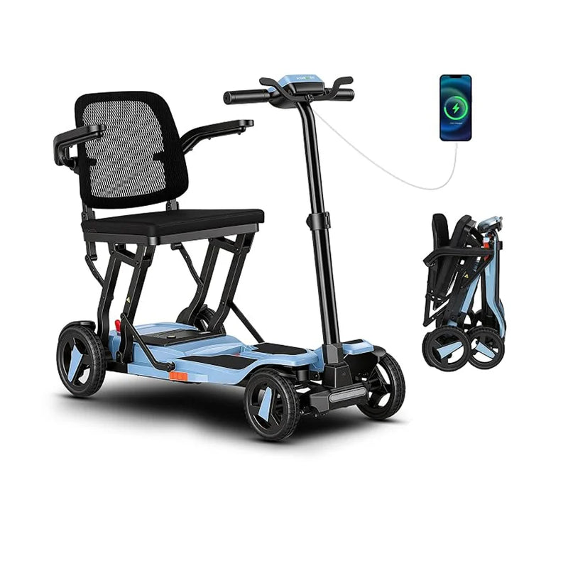 SCOOTNGO Voyager Smart Folding Travel Scooter — 40 lb, Cruise Control