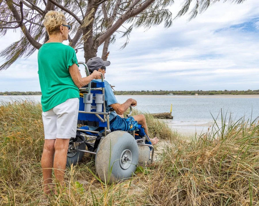 Beach Wheelchair Made with Balloon Tires and Rotating Casters - Wheeleez Sandcruiser