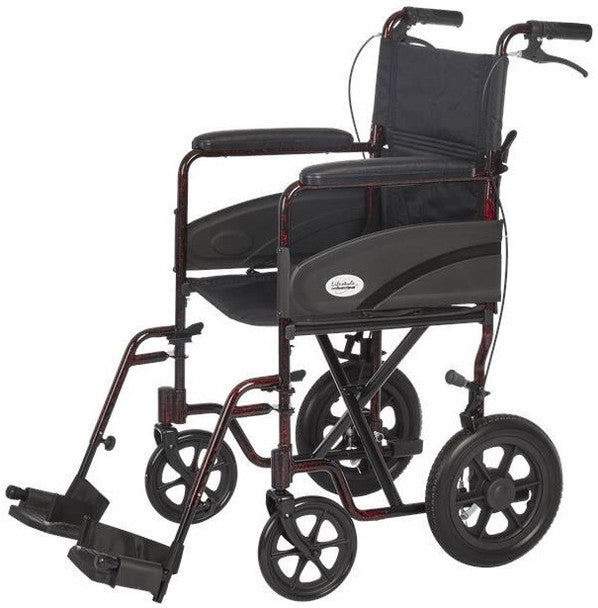 Aluminum Transport Chair with 12" Wheels L3019 by Rhythm Healthcare