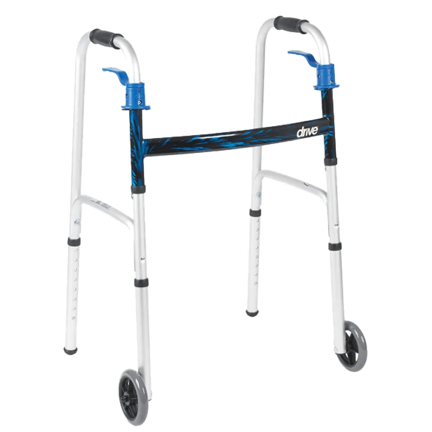 Deluxe Trigger Release Folding Walker with 5" Wheels